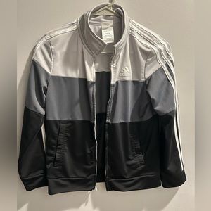 - - Boys  grey/black/white adidas zip up jacket size Medium 10-12
